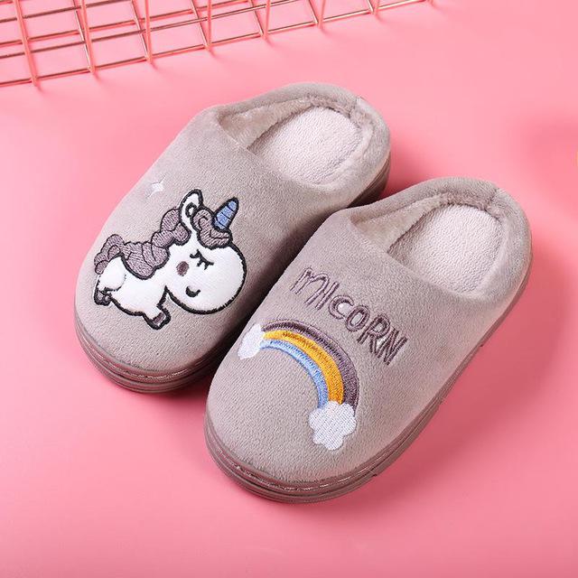 Unicorn Slippers Kids Fluffy Footwear